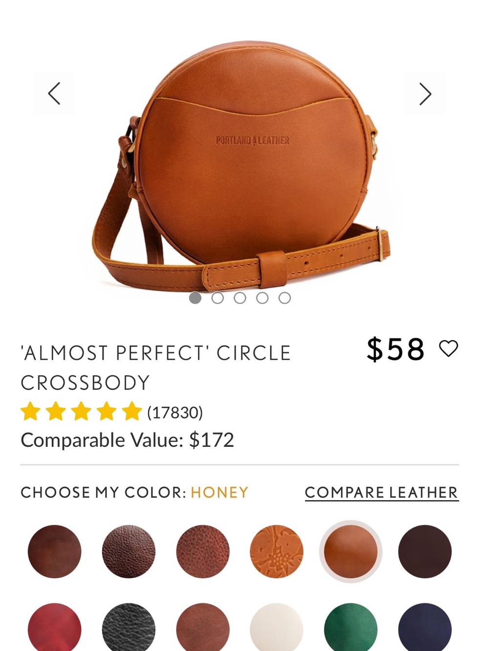 Portland Leather Goods Honey Circle Crossbody Bag - Picture 4 of 8